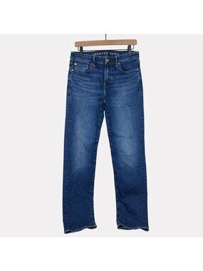 American Eagle Original Straight Jeans Mens 29x34 Zip Fly Medium Wash Blue